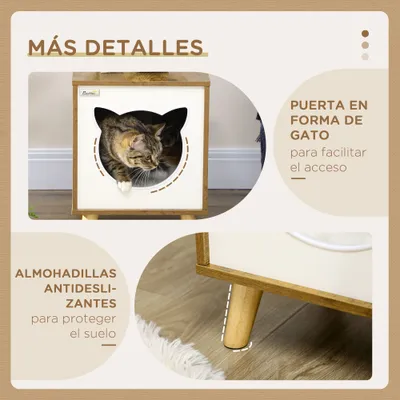 PawHut Caseta para Gato 34x34x44.5 cm Marrón Oscuro