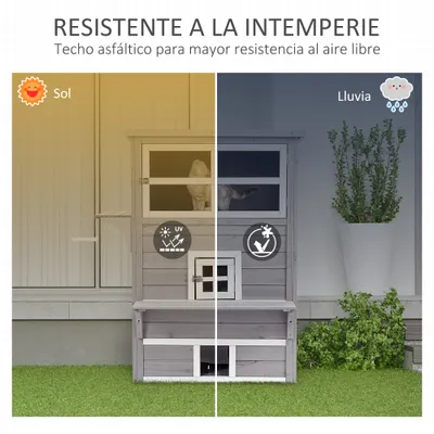 PawHut Caseta para Gato 93.5x67x117 cm Gris