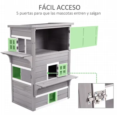 PawHut Caseta para Gato 93.5x67x117 cm Gris PawHut Caseta para Gato 93.5x67x117 cm Gris