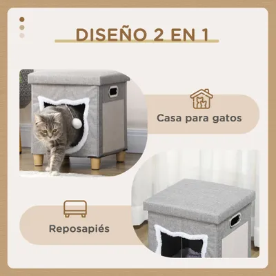 PawHut Caseta para Gato 35.5x35.5x42.5 cm Gris PawHut Caseta para Gato 35.5x35.5x42.5 cm Gris