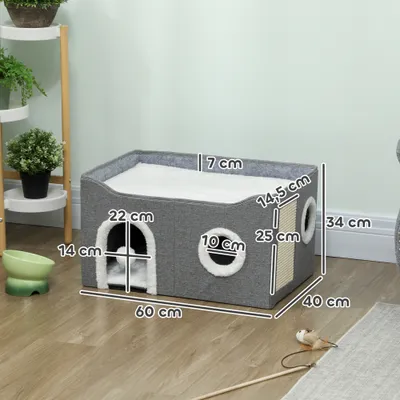 PawHut Casa para Gato 60x40X34 cm Gris