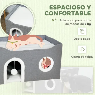 PawHut Casa para Gato 60x40X34 cm Gris PawHut Casa para Gato 60x40X34 cm Gris