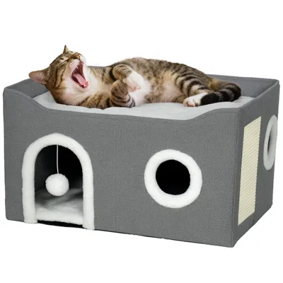 PawHut Casa para Gato 60x40X34 cm Gris