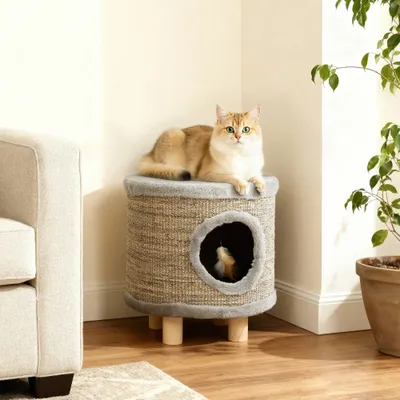 PawHut Casa para Gato 36x36x38 cm Gris