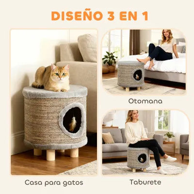 PawHut Casa para Gato 36x36x38 cm Gris