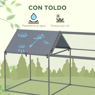 PawHut Parque para Mascota 198x100x120 cm Plata
