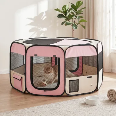 PawHut Parque para Mascota 90x90x41cm Rosa