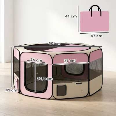 PawHut Parque para Mascota 90x90x41cm Rosa