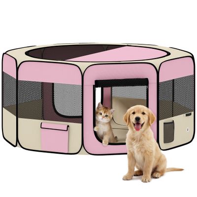 PawHut Parque para Mascota 90x90x41cm Rosa
