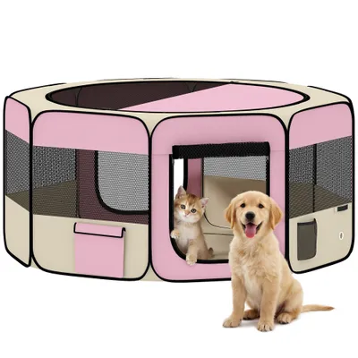 PawHut Parque para Mascota 90x90x41cm Rosa