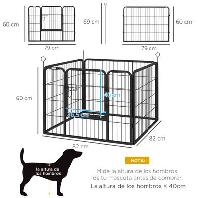 PawHut Parque para Mascota 82x82x60 cm Gris