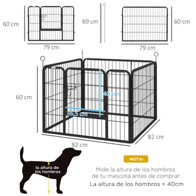 PawHut Parque para Mascota 82x82x60 cm Gris