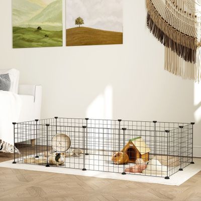 PawHut Valla Metálica para Mascota 143x73x36 cm Negro