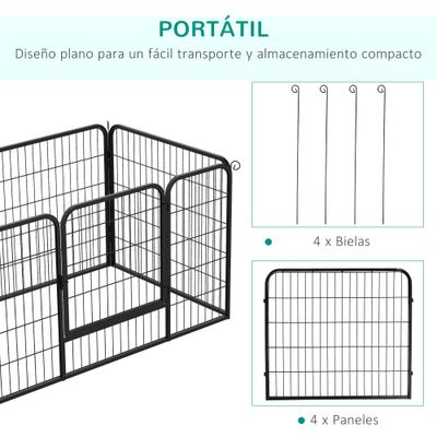 PawHut Jaula de Mascota 125x80x70 cm Negro