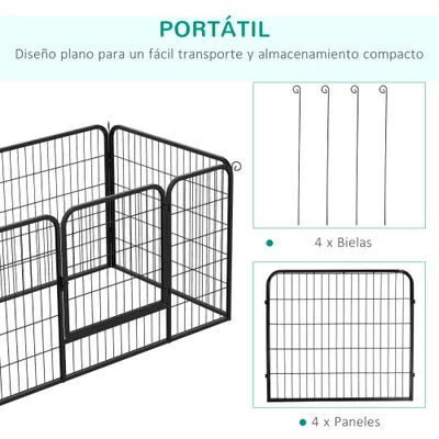 PawHut Jaula de Mascota 125x80x70 cm Negro