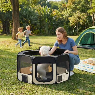 PawHut Parque para Mascota 90x90x41cm Negro