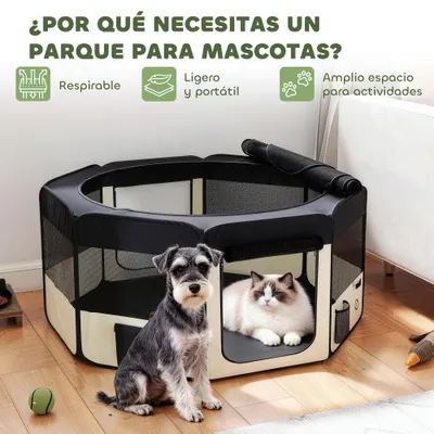 PawHut Parque para Mascota 90x90x41cm Negro