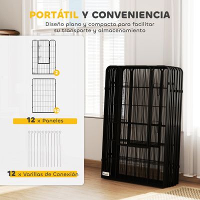 PawHut Parque para Perro 80x1.5x120 cm Negro