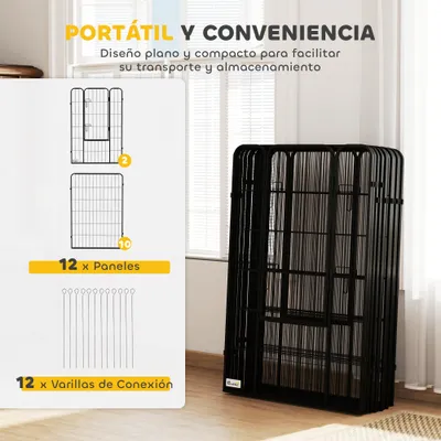 PawHut Parque para Perro 80x1.5x120 cm Negro