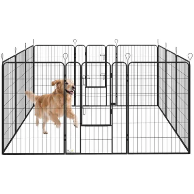 PawHut Parque para Perro 80x1.5x120 cm Negro