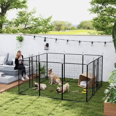 PawHut Parque para Perro 80x1.5x120 cm Negro