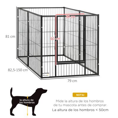PawHut Parque para Mascota 150x79x81 cm Negro