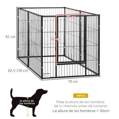 PawHut Parque para Mascota 150x79x81 cm Negro