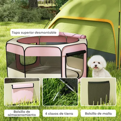 PawHut Parque para Mascota 120x120x58 cm Rosa
