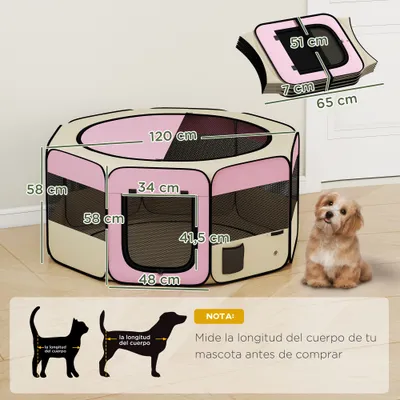 PawHut Parque para Mascota 120x120x58 cm Rosa