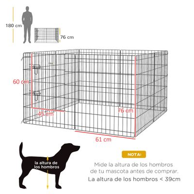 PawHut Parque para Perro 76x61 cm Negro