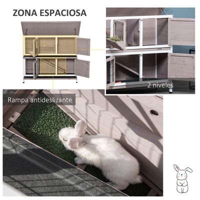 PawHut Conejera de Madera Exterior 122x50x101 cm Marrón