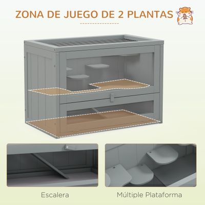 PawHut Jaula para Hámster 60x35x42 cm Gris