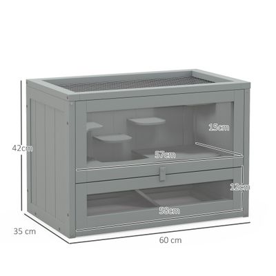 PawHut Jaula para Hámster 60x35x42 cm Gris