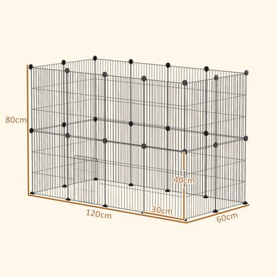 PawHut Parque para Mascota 120x60x80 cm Negro