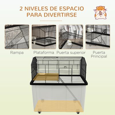 PawHut Jaula para Hámster 57x43x57 cm Negro