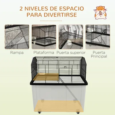 PawHut Jaula para Hámster 57x43x57 cm Negro