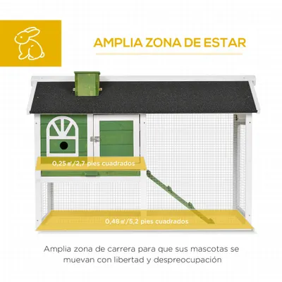 PawHut Conejera 120x60x79 cm Verde