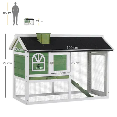 PawHut Conejera 120x60x79 cm Verde