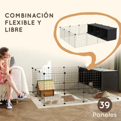 PawHut Valla para Mascota 140x105x52 cm Negro