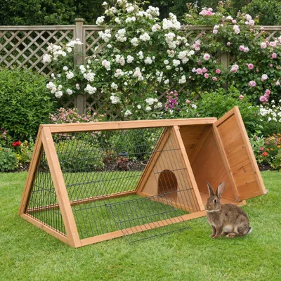 PawHut Jaula para Conejo 116x62.2x52.5 cm Madera Natural