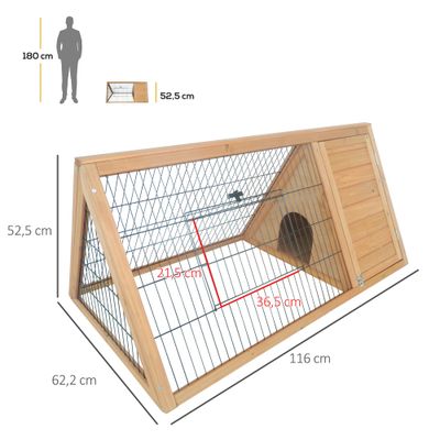 PawHut Jaula para Conejo 116x62.2x52.5 cm Madera Natural