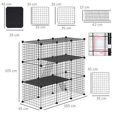 PawHut Valla para Mascota 105x45x105 cm Negro