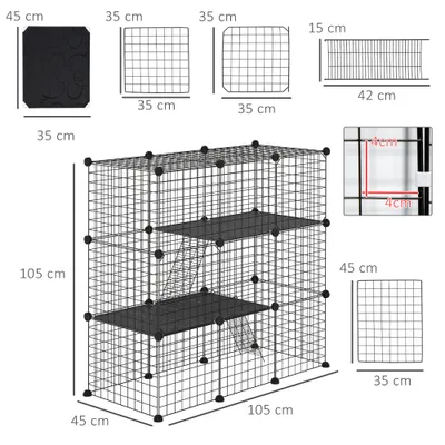 PawHut Valla para Mascota 105x45x105 cm Negro