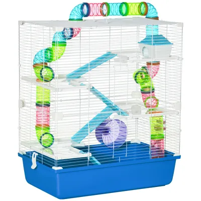 PawHut Jaula para Hámster 59x36x69 cm Azul