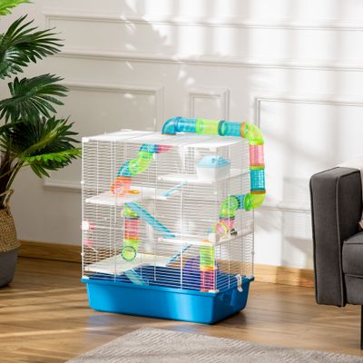 PawHut Jaula para Hámster 59x36x69 cm Azul