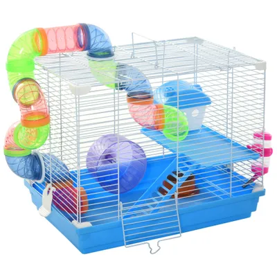 PawHut Jaula para Hámster 46x30x37 cm Azul