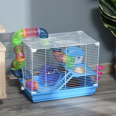 PawHut Jaula para Hámster 46x30x37 cm Azul