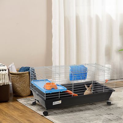 PawHut Jaula para Roedores Pequeño 89x44x43 cm Negro
