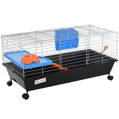 PawHut Jaula para Roedores Pequeño 89x44x43 cm Negro