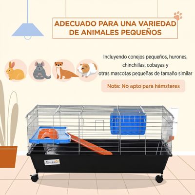 PawHut Jaula para Roedores Pequeño 89x44x43 cm Negro